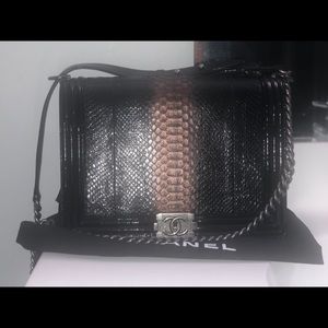 Chanel python leather boy bag.